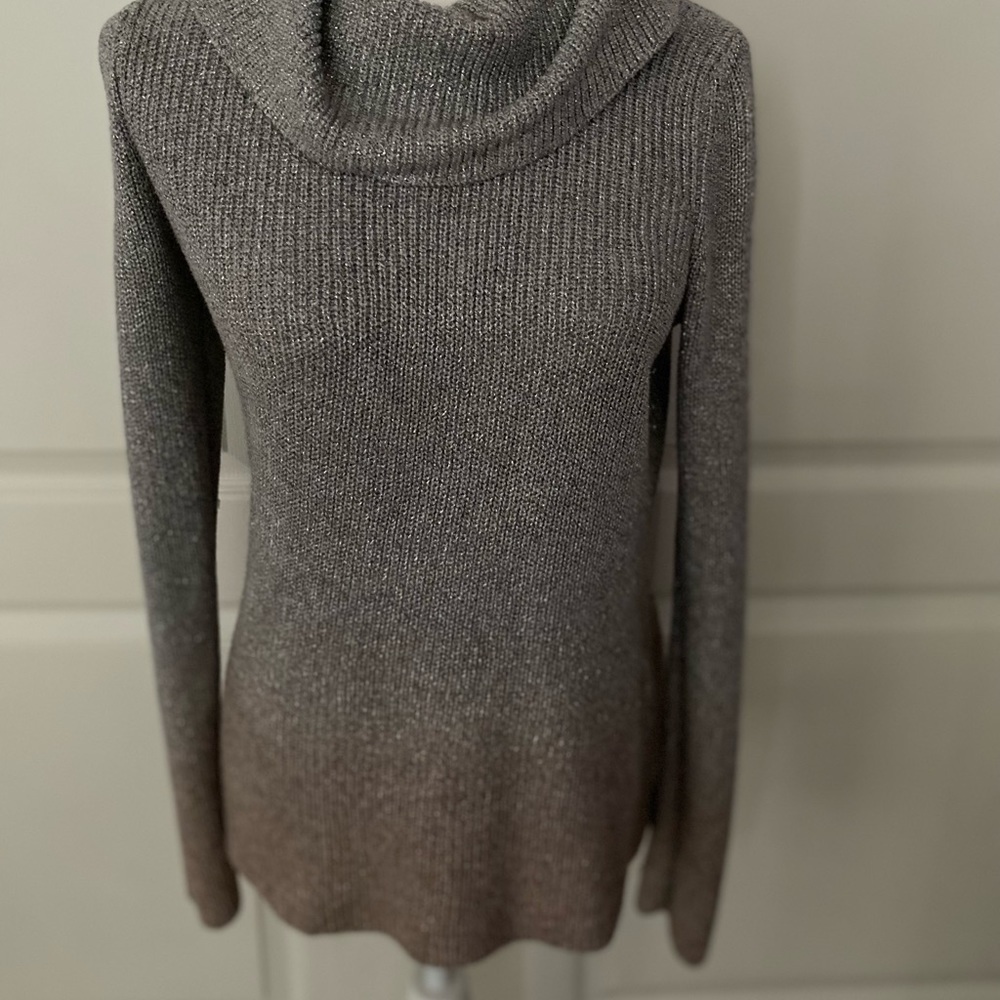 WHBM Metallic Silver to Rose Gold Ombré Cowl Neck Sweater - Picture 3 of 16